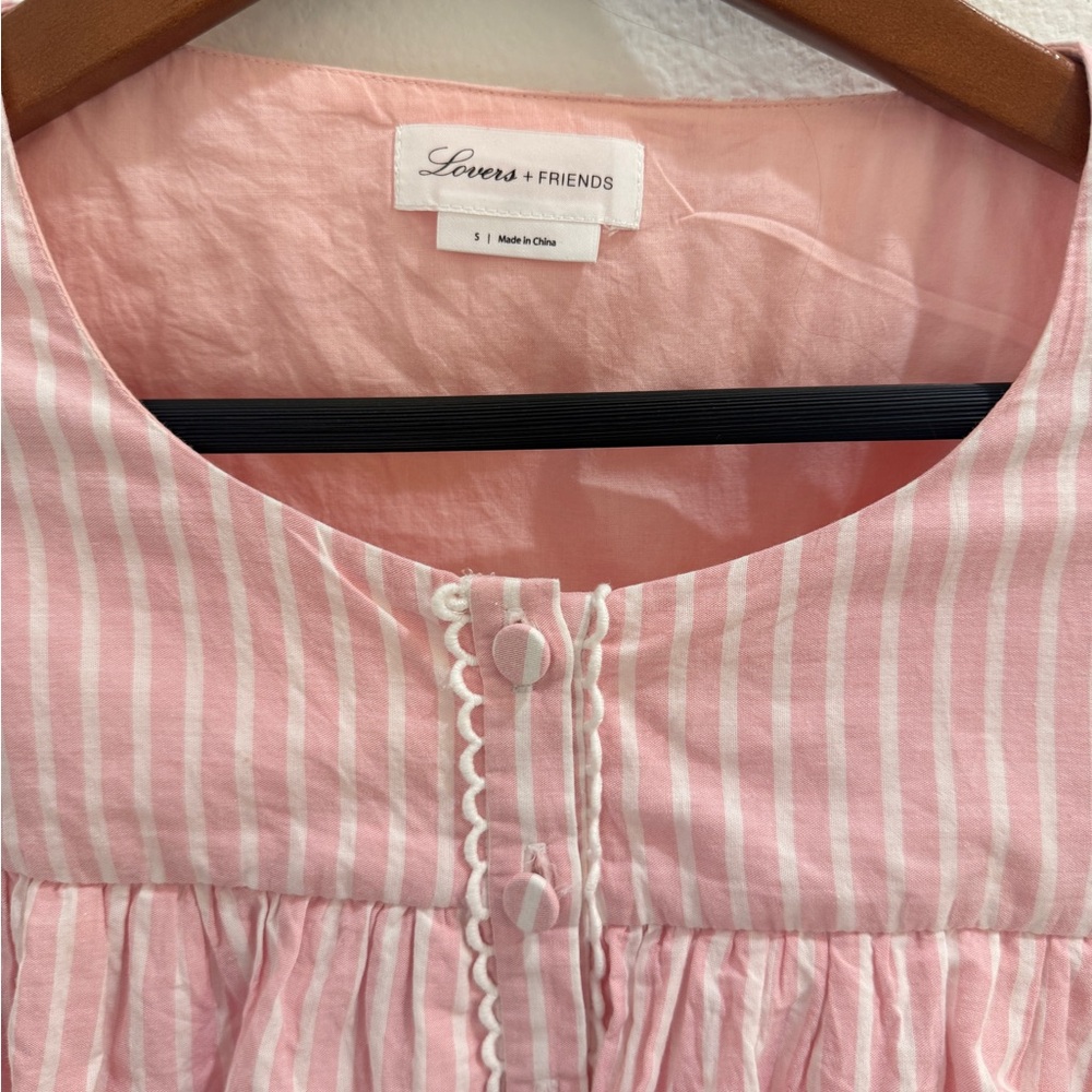 Pink Striped Ruffle Tie-Front Blouse - Picture 2 of 2